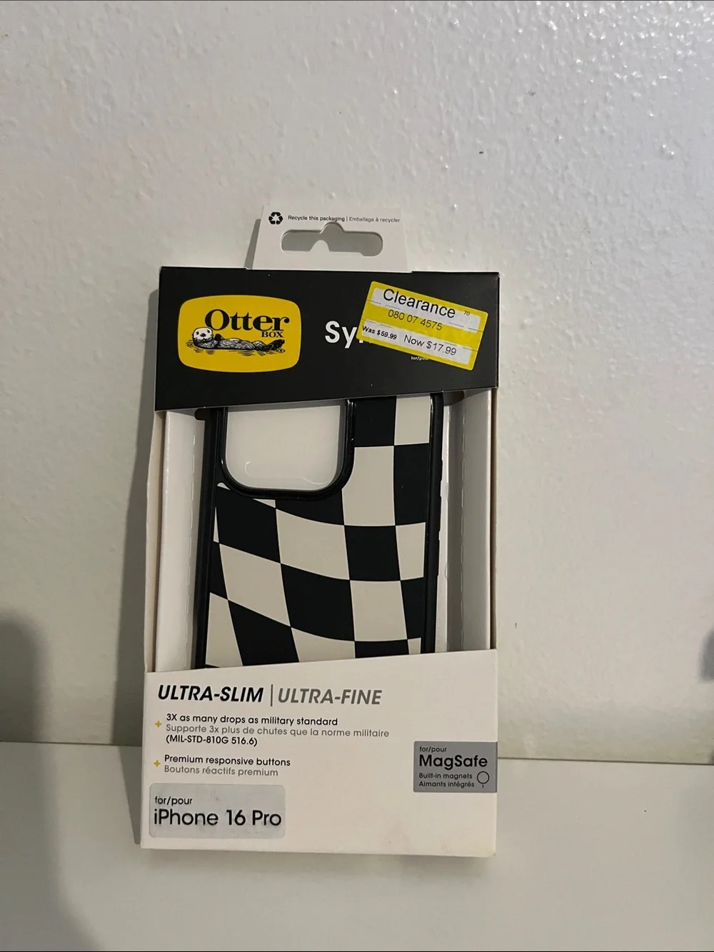 OtterBox Symmetry Series Black & White Checkered iPhone 16 Pro Case